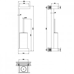 GESSI INVERSO ACCESSORIES Стойка настенная с держателем для туалетной бумаги и ершиком белым, цвет: Brass Brushed PVD