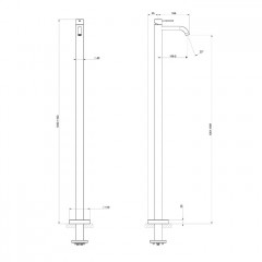 GESSI 316 FLESSA Смеситель для раковины напольный, однорычажный, внешняя часть, цвет Black Metal Brushed PVD