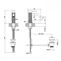GESSI 316 Смеситель для раковины на 1 отверстие с донным клапаном, излив 123мм, цвет: brushed copper pvd