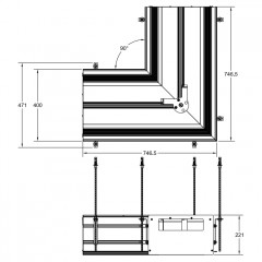 GESSI BINARIO Профиль угловой 740х740 мм., для 5 модулей, установка Shift-Fix, цвет Black XL