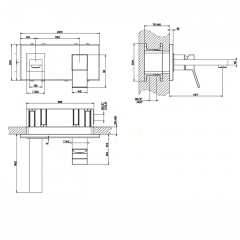 Gessi Rettangolo K Встраиваемый однорычажный смеситель для раковины, излив 147мм(внешние части), цвет: хром