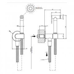 Gessi Origini Гигиенический душ, шланг 1250 мм, цвет: Black XL