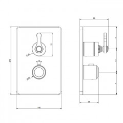 GESSI VENTI20 Смеситель встраиваемый, термостатический, с запорным вентилем, внешняя часть, цвет хром
