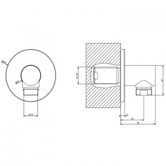 GESSI Вывод воды из стены, цвет Black XL