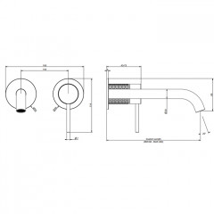 GESSI 316 Смеситель для раковины, настенный монтаж, излив 300 мм., отделка MECCANICA, внешняя часть, цвет Black XL