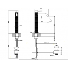 GESSI 316 Смеситель для раковины на 1 отверстие, высокий, h=305мм, с донным клапаном, излив 156мм, цвет: steel brushed