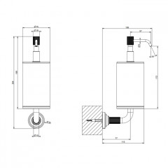 GESSI VENTI20 Дозатор для жидкого мыла подвесной, цвет белый, фурнитура черный матовый