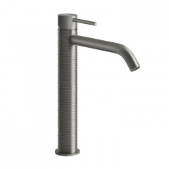 GESSI 316 Смеситель для раковины на 1 отверстие, высокий, h=305мм, без донного клапана, излив 156мм, цвет: steel brushed