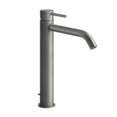 GESSI 316 Смеситель для раковины на 1 отверстие, высокий h=305мм, с донным клапаном, излив 155мм, цвет: steel brushed