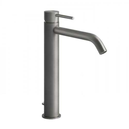 GESSI 316 Смеситель для раковины на 1 отверстие, высокий h=305мм, с донным клапаном, излив 155мм, цвет: steel brushed