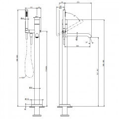 GESSI HABITO CESELLO Смеситель для ванны напольный, однорычажный, цвет Black XL