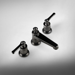 GESSI VENTI20 Смеситель для раковины на 3 отверстия, высота излива 98 мм., в комплекте с донным клапаном, цвет черный матовый