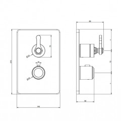 GESSI VENTI20 Смеситель встраиваемый, термостатический, с переключателем на 2 положения, внешняя часть, цвет черный матовый