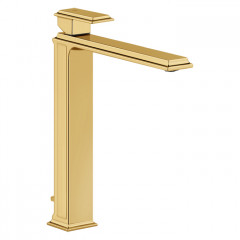 Gessi Eleganza Смеситель для раковины на 1 отверстие, высокий, с донным клапаном, цвет: золото