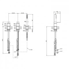 GESSI 316 Смеситель для ванны на 3 отверстия наполнение через слив-перелив с переключателем, убирающаяся душевая лейка, цвет: Black XL
