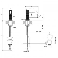 GESSI 316 Смеситель для раковины на 1 отверстие, с донным клапаном, излив 123мм, цвет: steel brushed