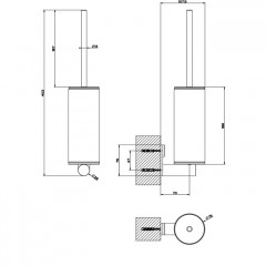 GESSI 316 Ершик настенный, цвет: черная колба/steel brushed