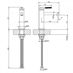 Gessi Ingranaggio Смеситель для раковины без донного клапана, с соединительными шлангами, цвет: Black XL