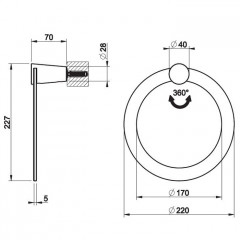 Gessi Cono Полотенцедержатель-кольцо, цвет: Black Metal Brushed PVD