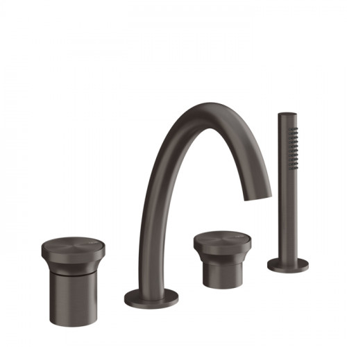 GESSI Origini Смеситель для ванны на 4 отв, с ручной лейкой цвет Black Metal Brushed PVD