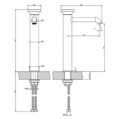 GESSI Origini Смеситель для раковины высокий без донного клапана, в компл с отд вставкой, цвет Matte Agave
