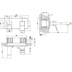 Gessi Rettangolo K Встраиваемый однорычажный смеситель для раковины, излив 249мм(внешние части), цвет: хром