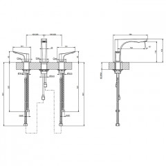 GESSI Rilievo Смеситель для раковины на 3 отв. без донного клапана h=125мм, излив 154мм, цвет Gold Brushed CCP