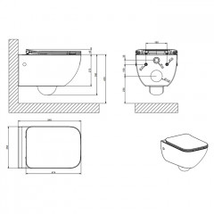 GESSI Origini Total Look Унитаз подвесной 474х358х350 мм, с сиденьем микролифт, петли хром, с сифоном, цвет Matt Black Ceramic