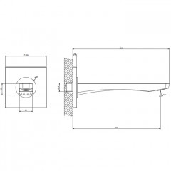 GESSI Rilievo Настенный излив на 1/2", комбинируемый с удаленным управлением (не входит в комплект)., цвет: nero XL