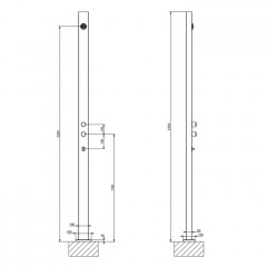 GESSI OUTDOOR Душевая стойка для установки на улице, напольная, на 2 выхода, без ручек, ручного душа и верхнего душа, внешняя часть, цвет Black XL