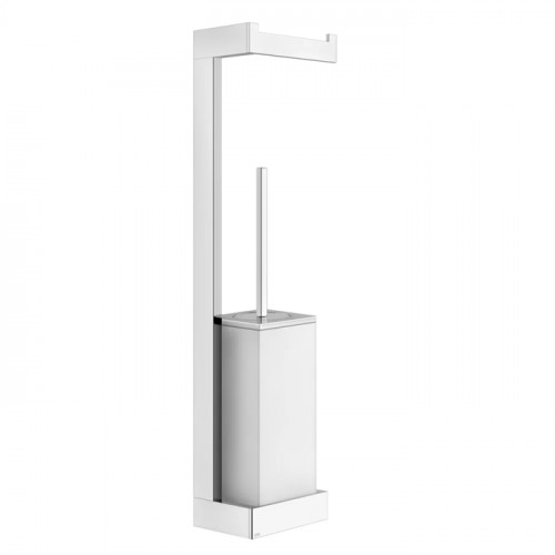 Gessi Rettangolo Стойка с держателем для туалетной бумаги и ершиком, подвесная, цвет: хром/белый
