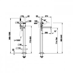 Gessi Anello Напольный смеситель для ванны (внешние части), цвет: хром