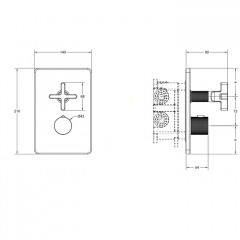 GESSI INCISO Встраиваемый термостатический смеситель на 1 источник, резьба 1/2" (внешняя часть), цвет: finox