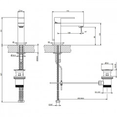 Gessi Rettangolo Смеситель для раковины на 1 отверстие с донным клапаном, цвет: черный
