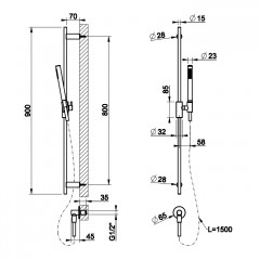 GESSI HABITO INTRECCIO Душевой гарнитур с штангой, выводом воды, ручным душем и шлангом 1500 мм., цвет Black Metal Br. PVD