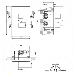Gessi Rettangolo Встраиваемый термостат, подключение на 3/4", с переключателем на 2 выхода(внешние части), цвет: хром