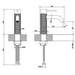 GESSI 316 Смеситель для раковины на 1 отверстие, без донного клапана, излив 123мм, цвет: steel brushed