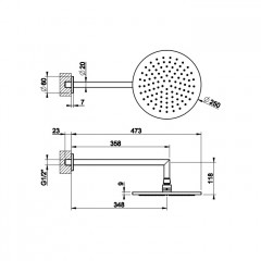 GESSI Верхний душ 250 мм., с настенным держателем 348 мм., цвет warm bronze brushed pvd
