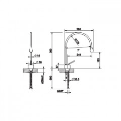 Gessi Goccia Смеситель для раковины на 1 отверстие, излив 244мм R=125, с фиксированным носиком, цвет: белый