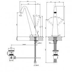 Gessi Cono Смеситель для раковины высокий с донным клапаном на 1 1/4", соединительные шланги на 3/8, цвет finox