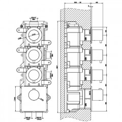 GESSI 316 Встраиваемый термостатический смеситель на 3 источника, резьба 3/4" (внешние части), цвет: Black XL