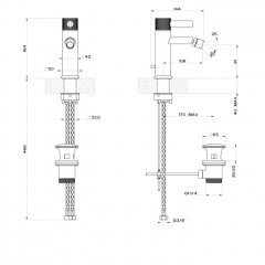 GESSI INCISO Смеситель для биде на 1 отверстие с донным клапаном Цвет: Black XL