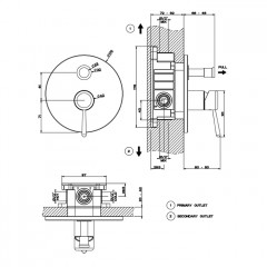 Gessi Goccia Встраиваемый однорычажный смеситель с переключателем(внешние части), цвет: белый