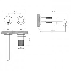 GESSI HABITO CESELLO Смеситель для раковины настенный встраиваемый, однорычажный, цвет Black Metal PVD