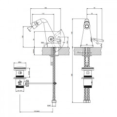 Gessi Cono Смеситель для биде с донным клапаном на 1 1/4", соединительные шланги на 3/8, цвет finox