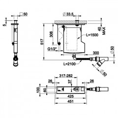Gessi Rettangolo Система сбора воды для ручного душа с убирающимся шлангом при монтаже на борт ванны, цвет: Black XL