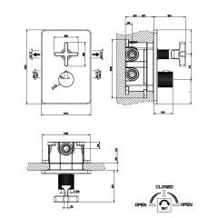 GESSI INCISO Встраиваемый термостатический смеситель на 2 источника, резьба 1/2" (внешняя часть), цвет: золото