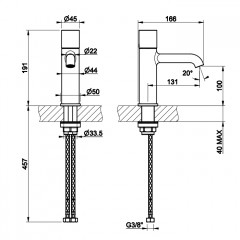 GESSI HABITO TRAME Смеситель для раковины на 1 отверстие, однорычажный, без донного клапана, цвет Finox Brushed Nickel