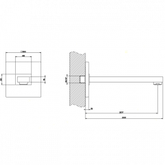 Gessi Rettangolo Настенный излив 197мм, для монтажа с удаленным управлением (не входит в комплект), цвет: хром