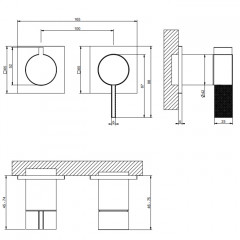 GESSI INVERSO DIAMANTATO Внешняя часть настенного смесителя для душа на 2 выхода, цвет: Brass Brushed PVD